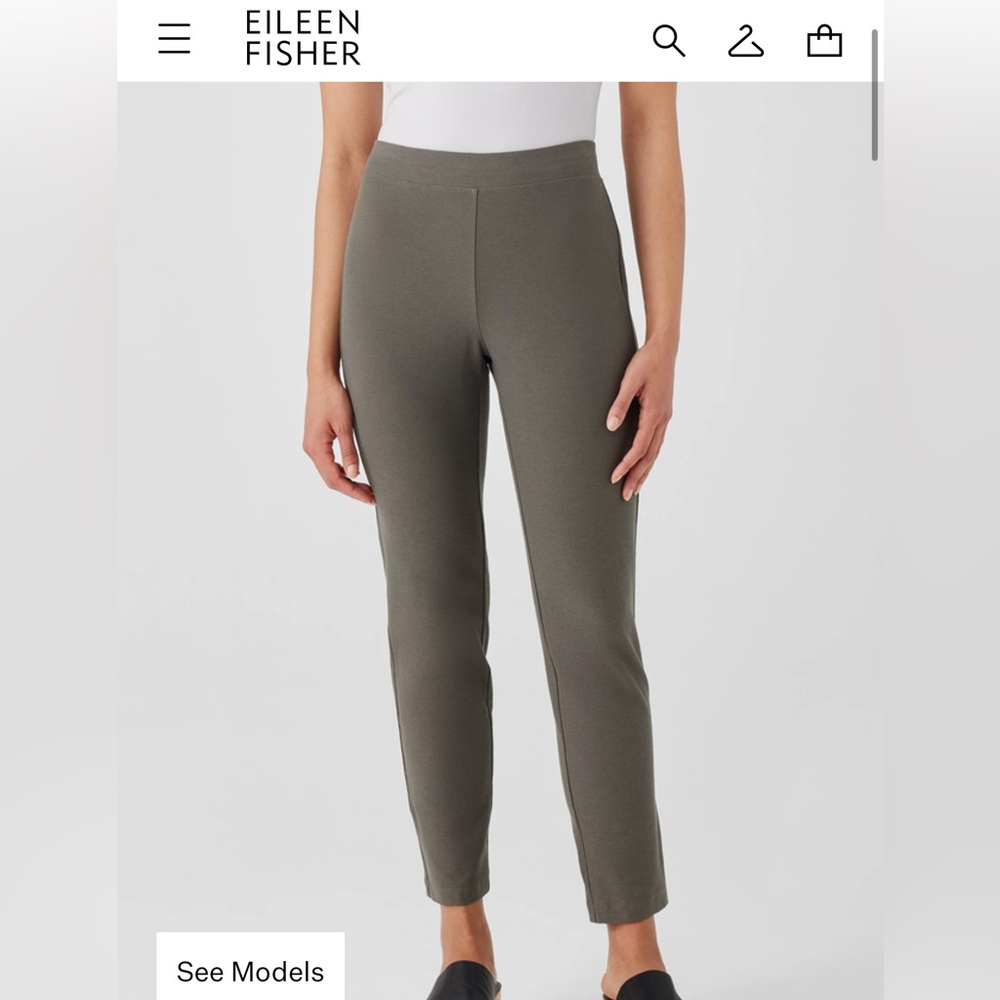 Eileen Fisher Washable Stretch Crepe Pant- Grey